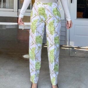 Vintage Talbots 100% Linen Palm Print Tropical Resort Pants NWT
